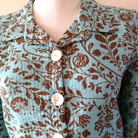 NOT Stunning Nomadic Traders Reversible Teal Quilted Small Jacket Blazer - Picture 4 of 9